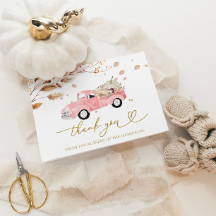Dankeschön-Karte für Baby-Party im Herbst mit rosa Dankeskarte