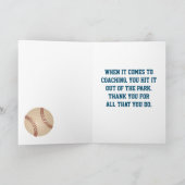 Dankeschön Karte für Baseball-Trainer (Innenseite)