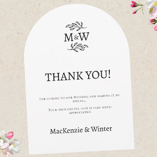 Dankeschön-Karte für das Hochzeitscouple Monogram Einladung