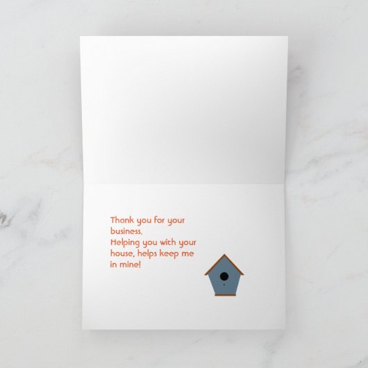 Dankeschön Karte für Realtor oder Hypothekenbeamte (Innenseite)