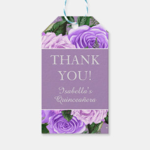 Dankeschön-Karten im lila Vintage-Blumenstil für Q Geschenkanhänger