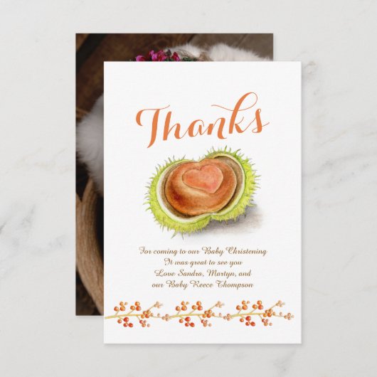 Dankeschön Kastanienherz-Foto Dankeskarte (Vorne/Hinten)