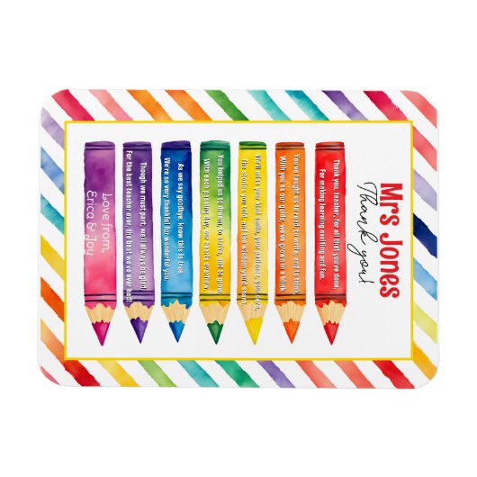 Dankeschön Lehrer Wertstifte Gedicht Magnet (Horizontal)