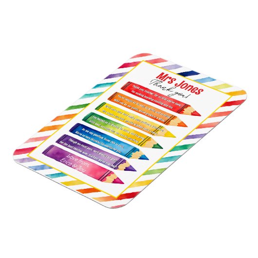 Dankeschön Lehrer Wertstifte Gedicht Magnet (Linke Seite)