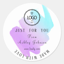 Dankeschön Logo aus Liebe Blue Pink Lila Runder Aufkleber