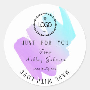 Dankeschön Logo aus Liebe Blue Pink Lila Runder Aufkleber