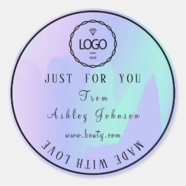 Dankeschön Logo aus Liebe Mint Blue Lila Runder Aufkleber