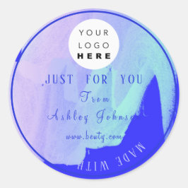 Dankeschön Logo aus Liebe Minze blauer Lila Farbe Runder Aufkleber