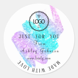 Dankeschön Logo aus Liebe Ombre Pink Blue Runder Aufkleber