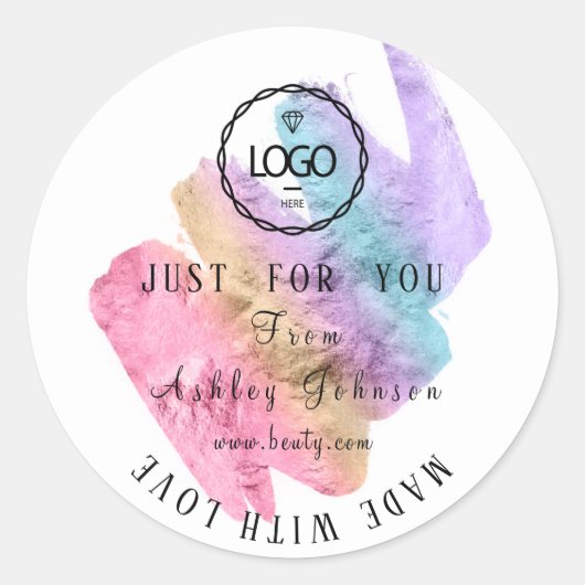 Dankeschön Logo aus Liebe Ombre Rosa Rose Runder Aufkleber (Vorderseite)