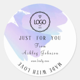 Dankeschön Logo aus Liebe Rosa Blau Lila Classic Runder Aufkleber