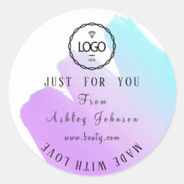 Dankeschön Logo aus Liebe Rosa Lila Ombre Runder Aufkleber