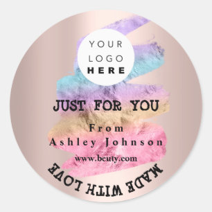 Dankeschön Logo aus Liebe Schlaganfall Rose Blush Runder Aufkleber