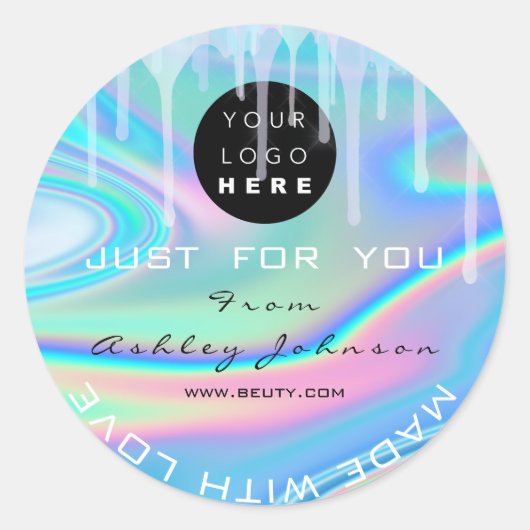 Dankeschön Logo-Holograph aus Liebe Runder Aufkleber (Vorderseite)