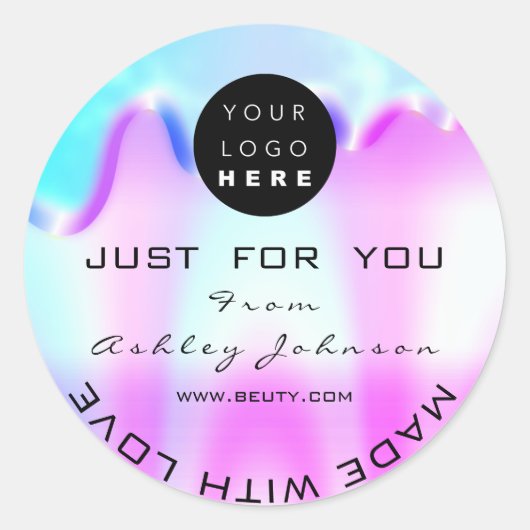 Dankeschön Logo-Holograph aus Liebe Vip Pink Runder Aufkleber (Vorderseite)