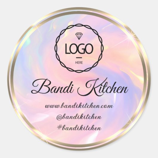 Dankeschön Logo Küche Kochen Koch Holograph PinkGo Runder Aufkleber (Vorderseite)