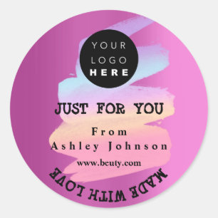 Dankeschön Logo mit Liebe Schlaganfällen Pink Berr Runder Aufkleber