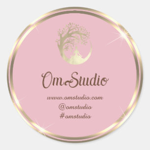 Dankeschön Logo Yoga Mindfulness Shop Gold Helle R Runder Aufkleber