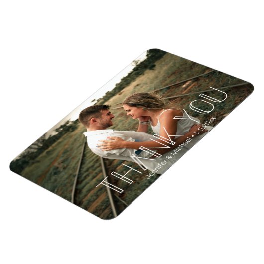 Dankeschön minimales weißes Typografie-Paar Foto Magnet (Linke Seite)