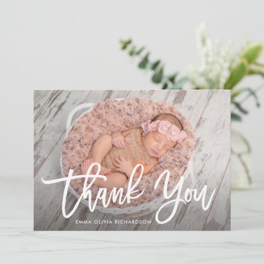 Dankeschön | Moderne Ankündigung von Script Foto B (Stehend Vorderseite)