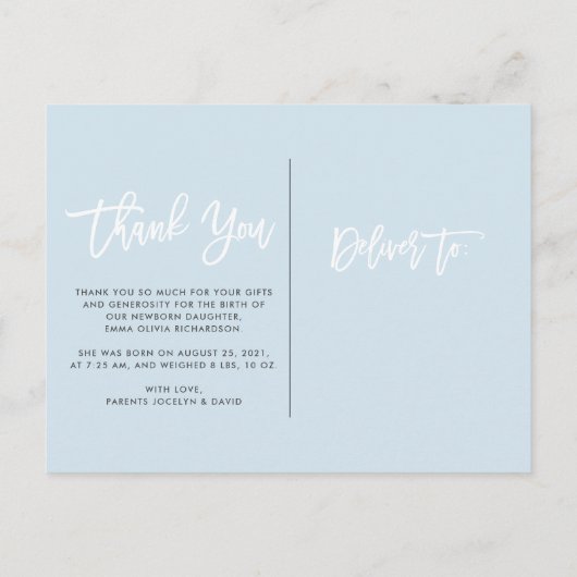 Dankeschön | Moderne Ankündigung von Script Foto B Postkarte (Rückseite)