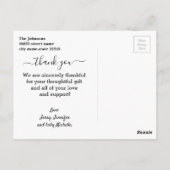 Dankeschön, moderne Schrift, Foto für Neugeborene Postkarte (Rückseite)