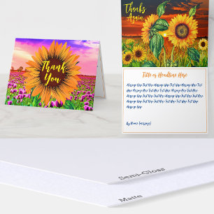 Dankeschön Nachricht, Groovy Sonnenblume Dankeskarte