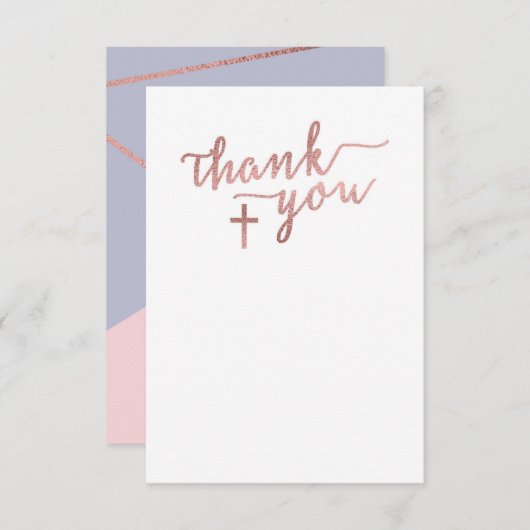 Dankeschön Note Card, Rose Gold Cross Einladung (Vorne/Hinten)
