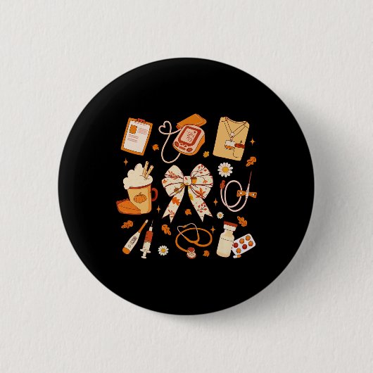 Dankeschön Nurse Fall Stethoscope Coquette Bow Dan Button (Vorderseite)