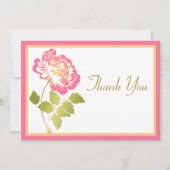 Dankeschön, Pink, Gelb und grüne Peony Card Dankeskarte (Vorderseite)