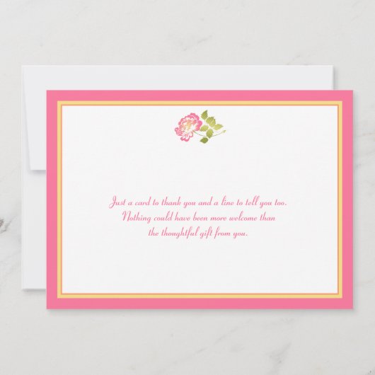 Dankeschön, Pink, Gelb und grüne Peony Card Dankeskarte (Rückseite)