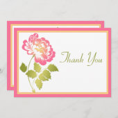 Dankeschön, Pink, Gelb und grüne Peony Card Dankeskarte (Vorne/Hinten)
