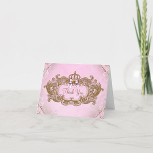 Dankeschön Pink und Gold Prinzessin Dankeskarte