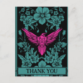 Dankeschön-Postkarte. Exotischer rosa Vogel, düste Postkarte
