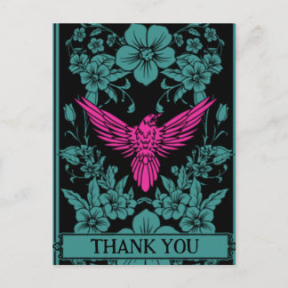 Dankeschön-Postkarte. Exotischer rosa Vogel, düste Postkarte