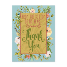 Dankeschön-Postkarte mit floraler Grafik von Herze