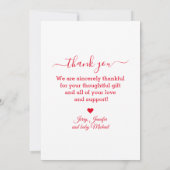 Dankeschön, Red Script Baby Boy Foto Mitteilungskarte (Rückseite)