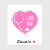 Dankeschön | Rosa Herz Stethoscope Aufkleber (Blatt)