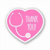 Dankeschön | Rosa Herz Stethoscope Aufkleber (Vorderseite)
