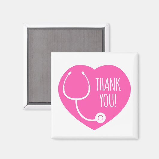 Dankeschön | Rosa Herz Stethoscope Magnet (Vorderseite/Rückseite)