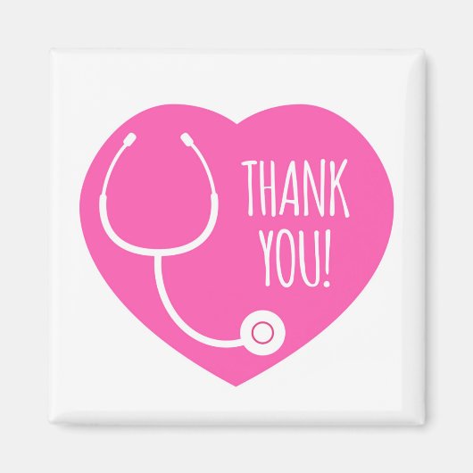 Dankeschön | Rosa Herz Stethoscope Magnet (Vorne)