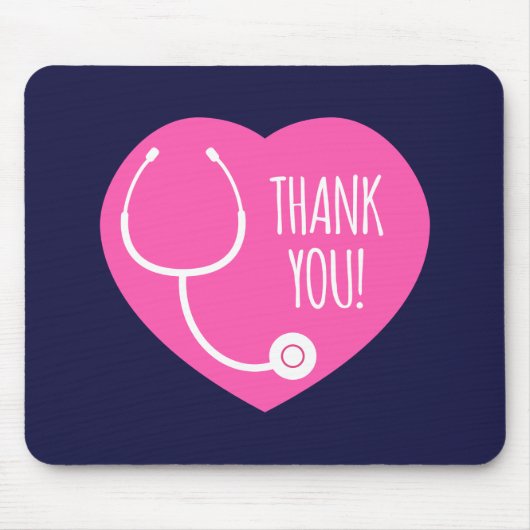 Dankeschön | Rosa Herz Stethoscope Mousepad (Vorne)