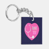Dankeschön| rosa Herzschrittkop Schlüsselanhänger (Vorderseite links)