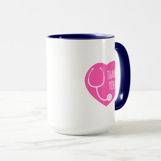 Dankeschön| rosa Herzschrittkop Tasse (VorderseiteRechts)