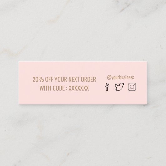 Dankeschön Rosa-Hintergrundekarte Mini Visitenkarte (Rückseite)