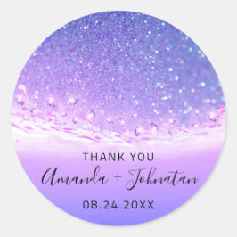 Dankeschön Rose Name Datum Spark Beach Waves Lila1 Runder Aufkleber