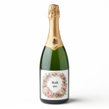 Dankeschön-Rosenkranz-Champagnerflaschenetikett