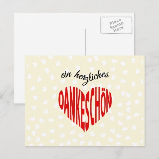 Dankeschon rotes Herz danke Postkarte (Vorne/Hinten)