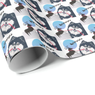 DANKESCHÖN SANTA- Finnischer Lapphund Geschenkverp Geschenkpapier