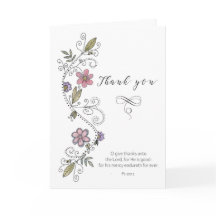 Dankeschön-Schrift-Blumen-Swirls-Karte